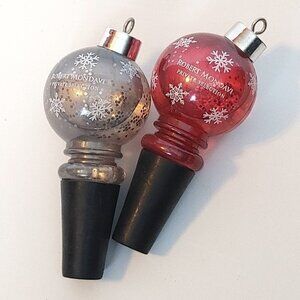 RARE Robert Mondavi Private Selection Snow Globe Wine Bottle Topper Christmas